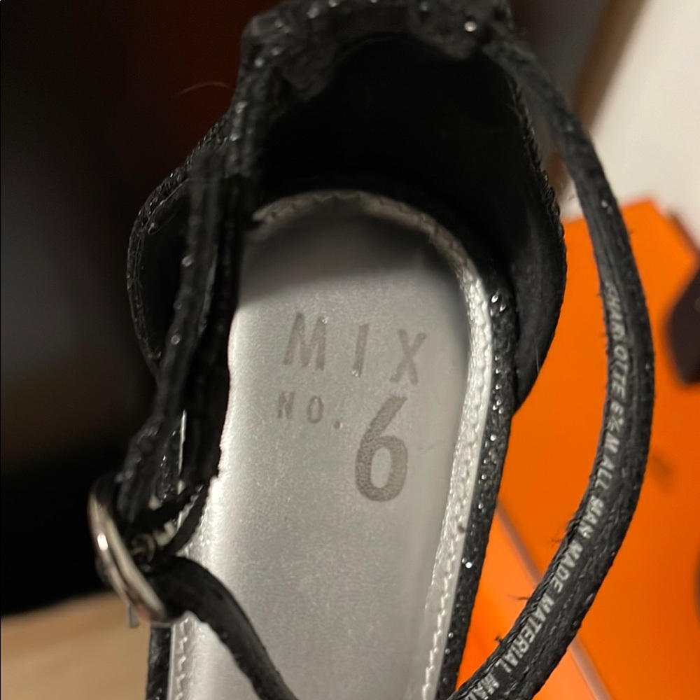 Mix no 6 Black Glitter Women's Platform Heels - Picture 2 of 4